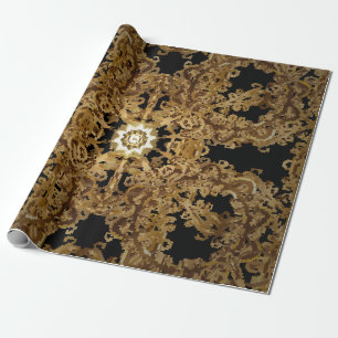 Papel De Regalo Dorado Seamless mano dibujada, fondo vintage. Sn