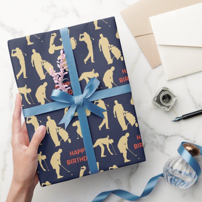 Papel De Regalo Dorado Silhouette Golfer Images (Regalar)