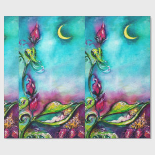 PAPEL DE REGALO DORMIR DE THUMBELINA ENTRE HOJAS ROSAS