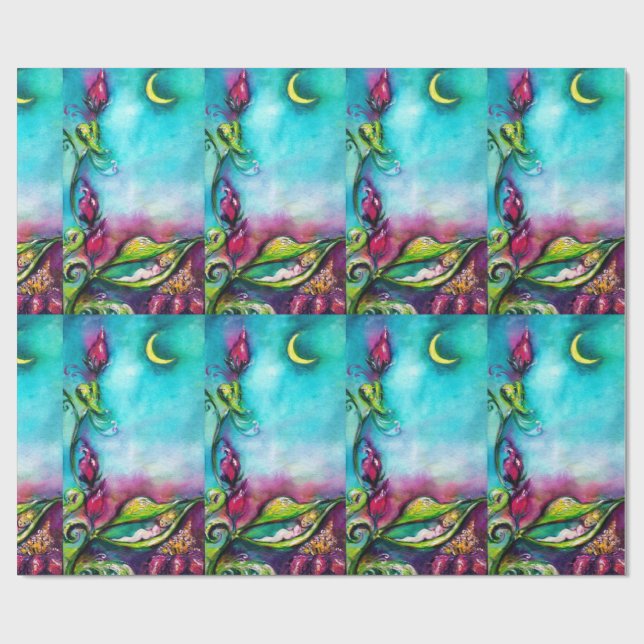 PAPEL DE REGALO DORMIR DE THUMBELINA ENTRE HOJAS ROSAS (Superficie plana)