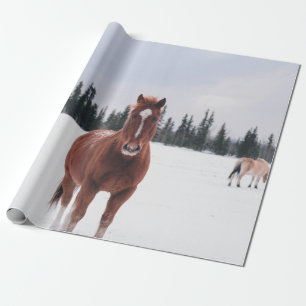 PAPEL DE REGALO DOS CABALLOS EN NIEVE