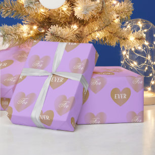 Papel De Regalo Dos corazones dorados personalizados, violeta páli