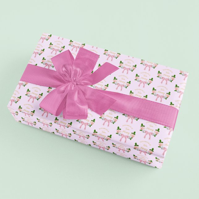 Papel De Regalo Dos cumpleaños floral Fancy Bow (Subido por el creador)