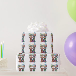 Papel De Regalo Dos Dachshunds Coloridos en una Plaza de una Ciuda
