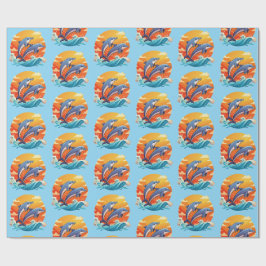 Papel De Regalo Dos delfines de dibujos animados saltando