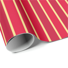 Papel De Regalo Dos franjas rojas y doradas de tono
