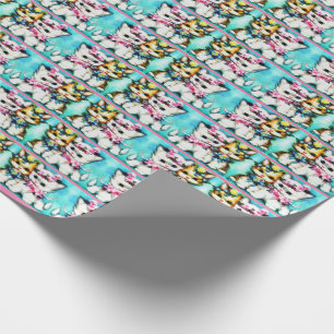 Papel De Regalo dos gatitos y muchas flores