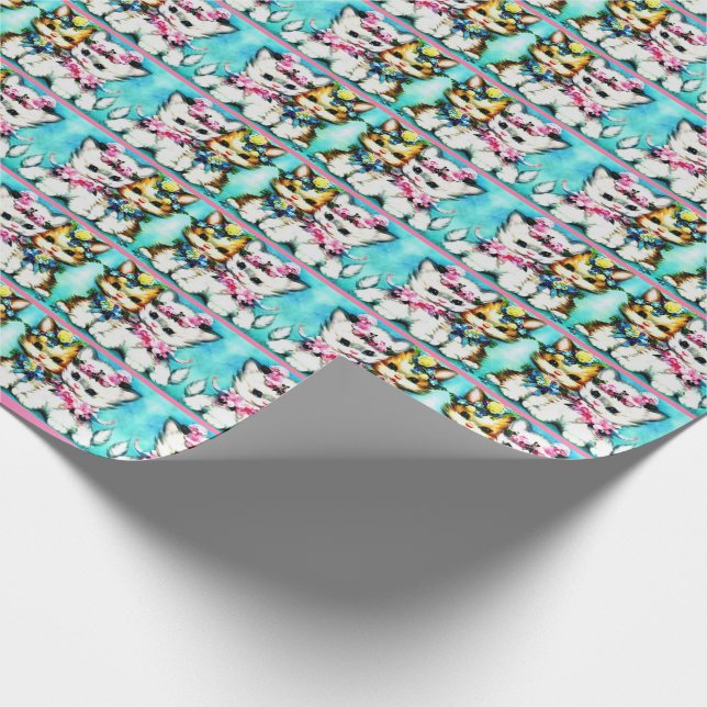 Papel De Regalo dos gatitos y muchas flores (Esquina)