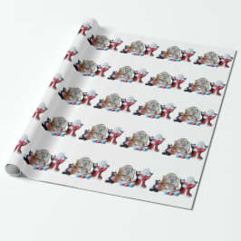Papel De Regalo Dos gatos, tres ratones y Santa