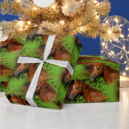 Papel De Regalo Dos hermosos caballos castaños al sol