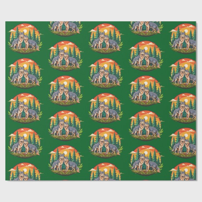 Papel De Regalo Dos lobos (Superficie plana)