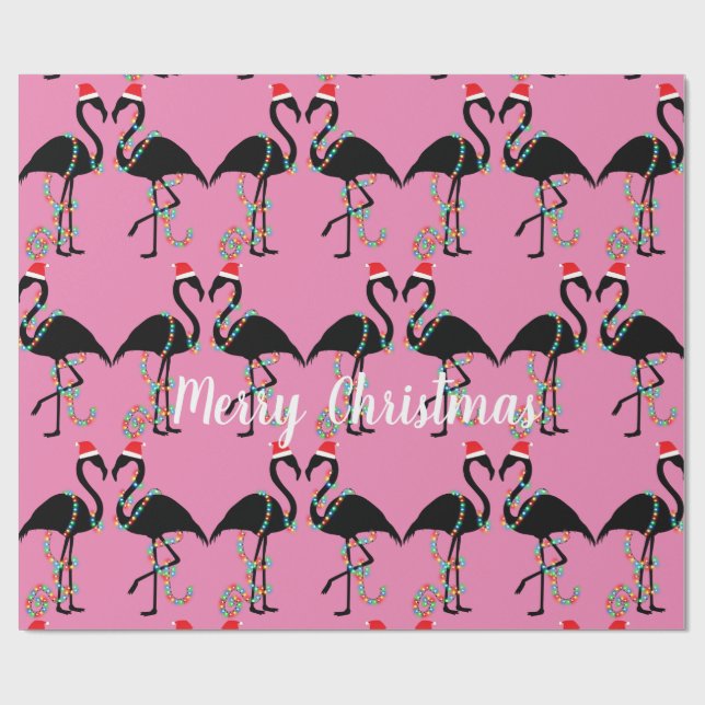 Papel De Regalo Dos Navidades Flamingos  (Superficie plana)