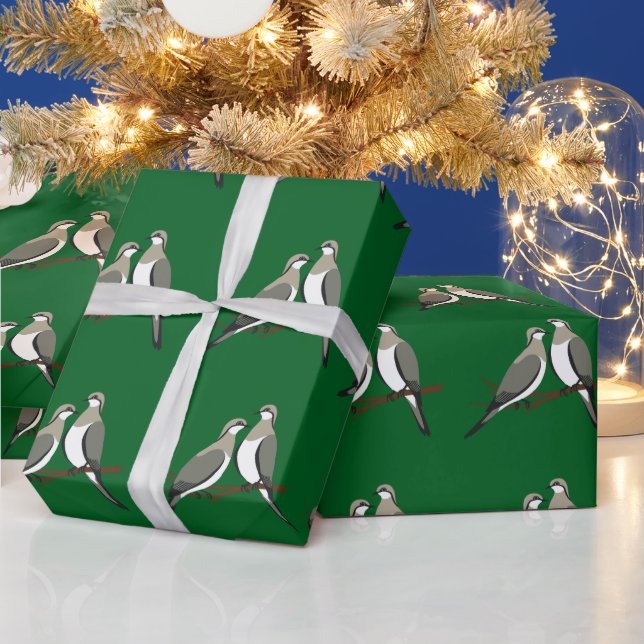 Papel De Regalo Dos palomas de tortuga Estilo retro de esténcil de (Vacaciones)