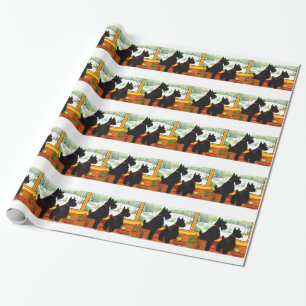 Papel De Regalo Dos perros escoceses esperando a Papá Noel