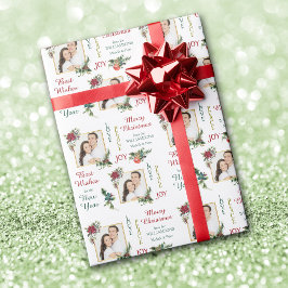 Papel De Regalo Dos plantillas fotográficas Poinsettia Joy Peace N