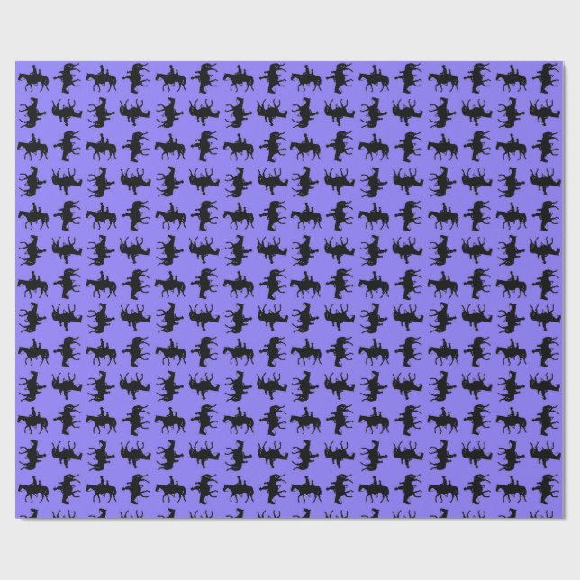 Papel De Regalo Dos vaqueros a caballo siluetas - Periwinkle  (Superficie plana)