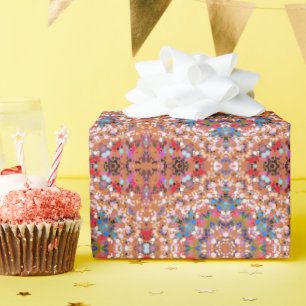 Papel De Regalo Dot Mandala Naranja Rosa azul y blanco