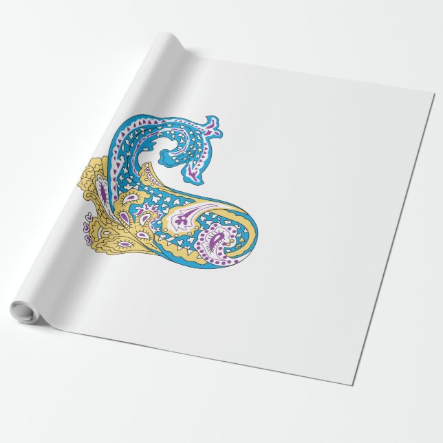Papel De Regalo Dot, Sherpa Blue, Golden Sand Design (Desenrollado)
