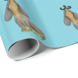 Papel De Regalo Doxie dog Mustache dachshund aqua Paper Gift Wrap