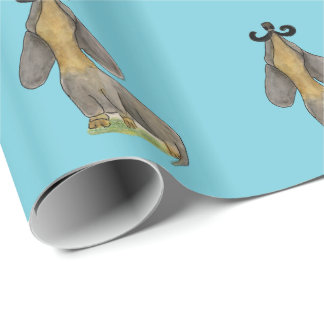 Papel De Regalo Doxie dog Mustache dachshund aqua Paper Gift Wrap