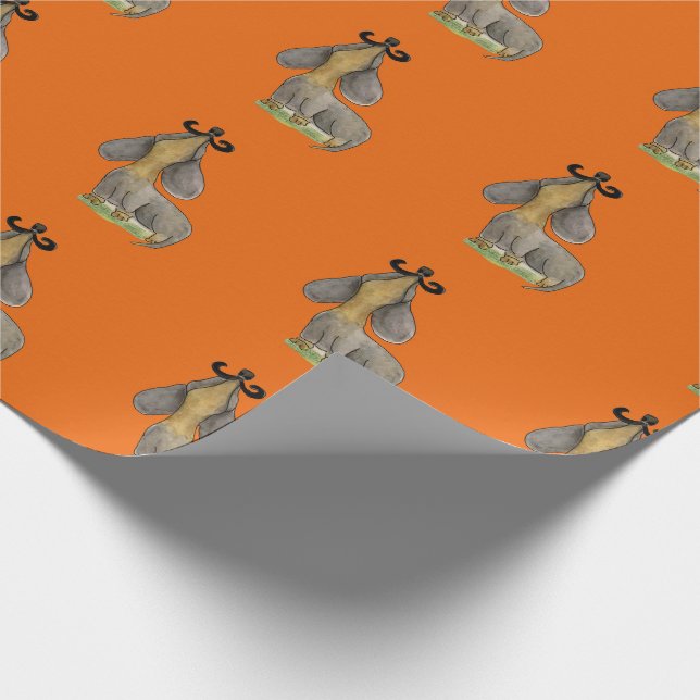Papel De Regalo Doxie dog Mustache dachshund naranja GiftWrap Pape (Esquina)