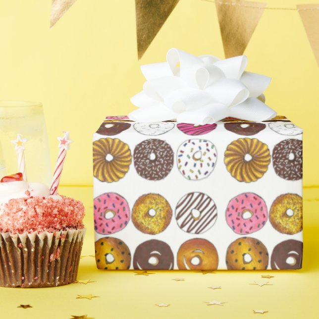 Papel De Regalo Dozen Donuts Doughnut Desayuno comida chatarra (Fiesta de cumpleaños )
