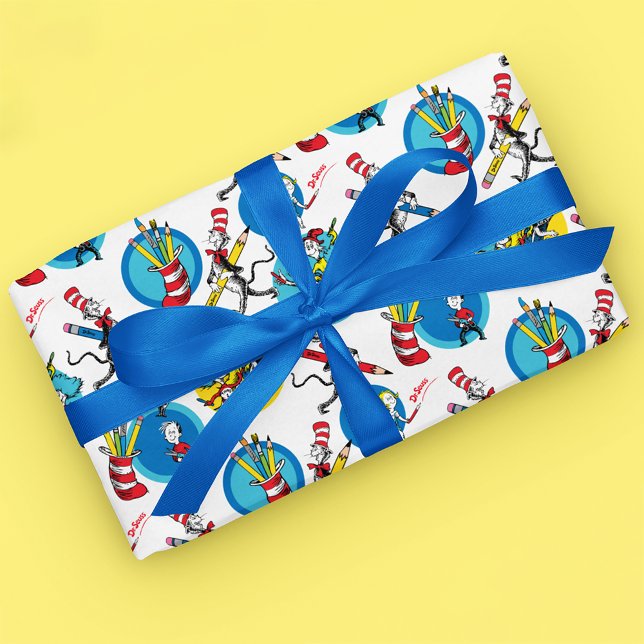 Papel De Regalo Dr. Seuss | Caracteres con patrón de lápices (Wrapped gift)