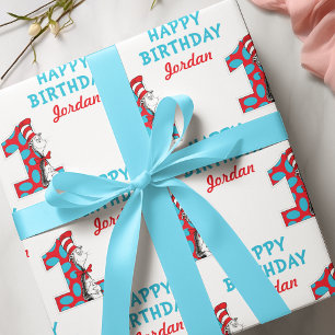 Papel De Regalo Dr. Seuss   El gato en el sombrero 1er cumpleaños