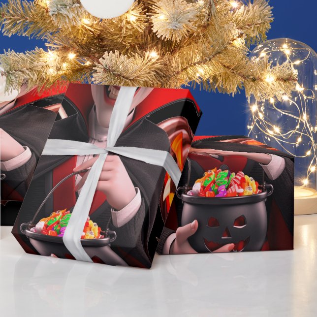 Papel De Regalo Drácula Rojo Fun Habló Para Halloween (Vacaciones)