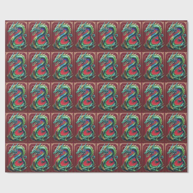 Papel De Regalo Dragón (Superficie plana)