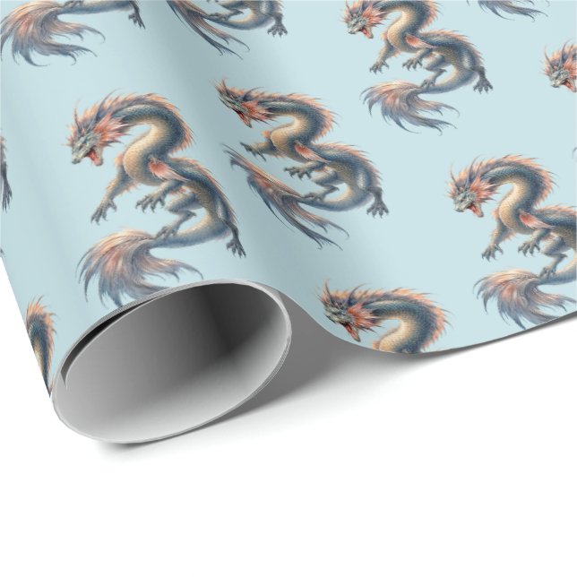 Papel De Regalo Dragón Acuático (Esquina del rollo)