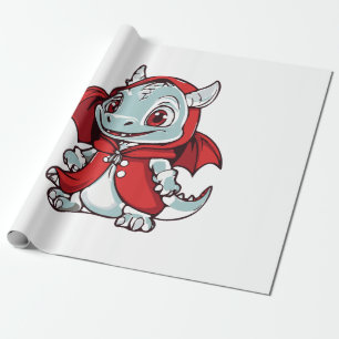 Papel De Regalo Dragón Albino en Rojo