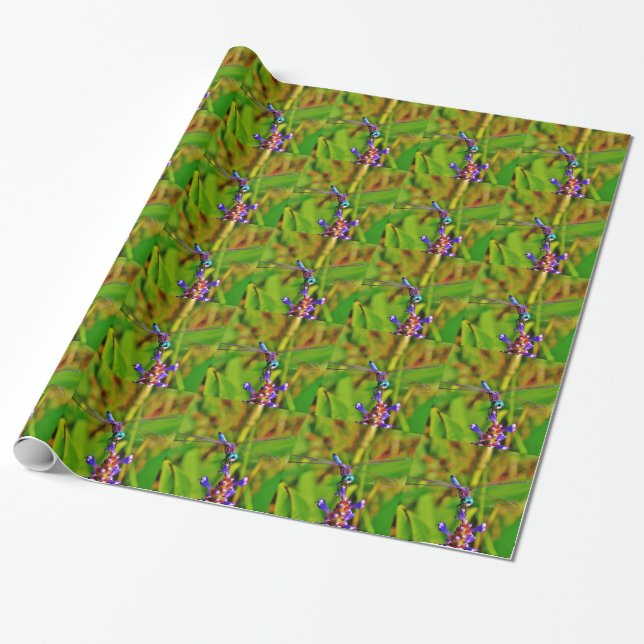 Papel De Regalo Dragón arcoiris verde azulado (Desenrollado)