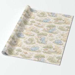 Papel De Regalo Dragón Bebé Adorable Patrón Pastel de Bosque (3)