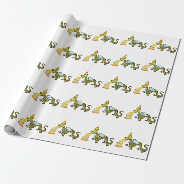 Papel De Regalo Dragon Birthday Party Gift (Desenrollado)
