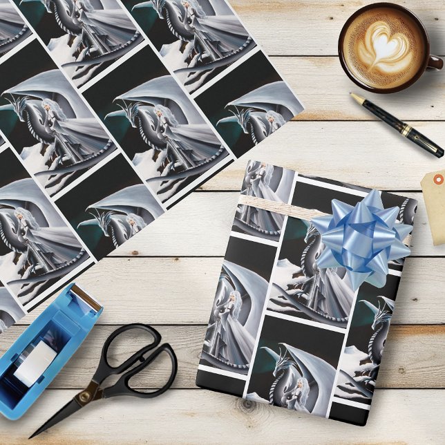 Papel De Regalo Dragón blanco Fantasy Auroras (Subido por el creador)