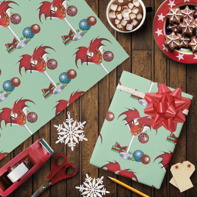 Papel De Regalo Dragón de alegría navideña (Subido por el creador)