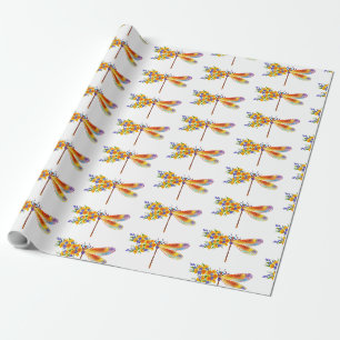 Papel De Regalo Dragón de flores amarillas