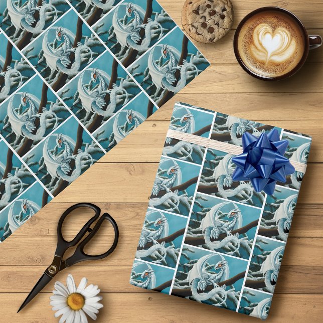 Papel De Regalo Dragón de invierno blanco para bebés (Subido por el creador)