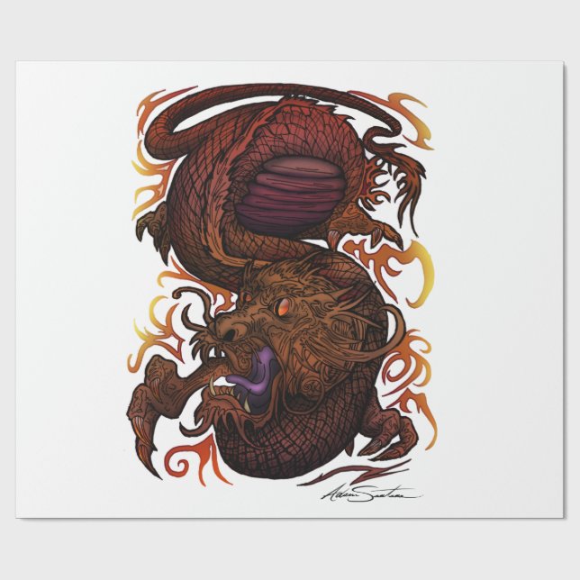 Papel De Regalo Dragón (diseño de la firma) (Superficie plana)