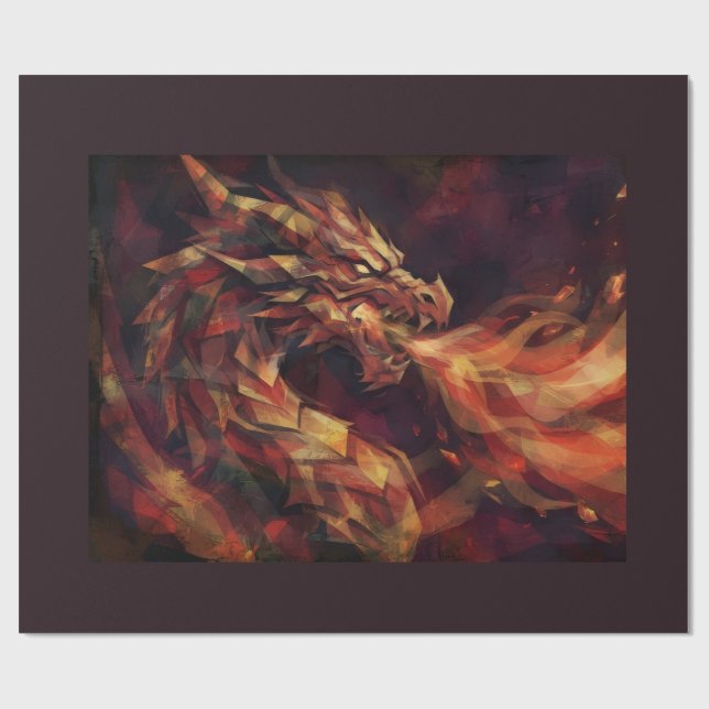 Papel De Regalo Dragón Fiero (Superficie plana)