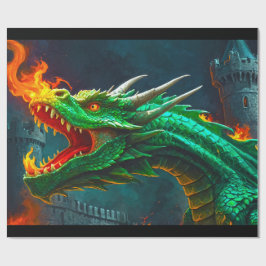 Papel De Regalo Dragón galés proporciona calefacción para el casti