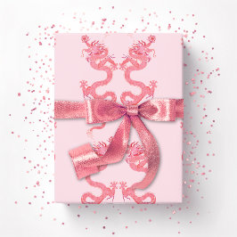 Papel De Regalo Dragón Imperial en Rosa