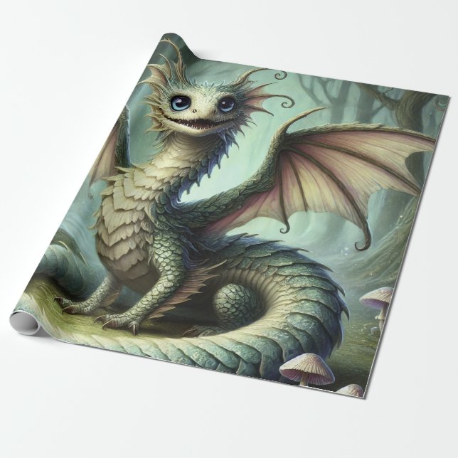 Papel De Regalo Dragon Jabberwocky Cute Fantasía Creatividad Arte (Desenrollado)