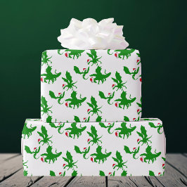 Papel De Regalo Dragón navidad en Santa Hats Guay Fantasía
