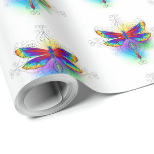 Papel De Regalo Dragón poligonal arcoiris