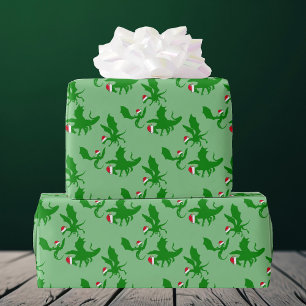 Papel De Regalo Dragon Santa Claus navidades