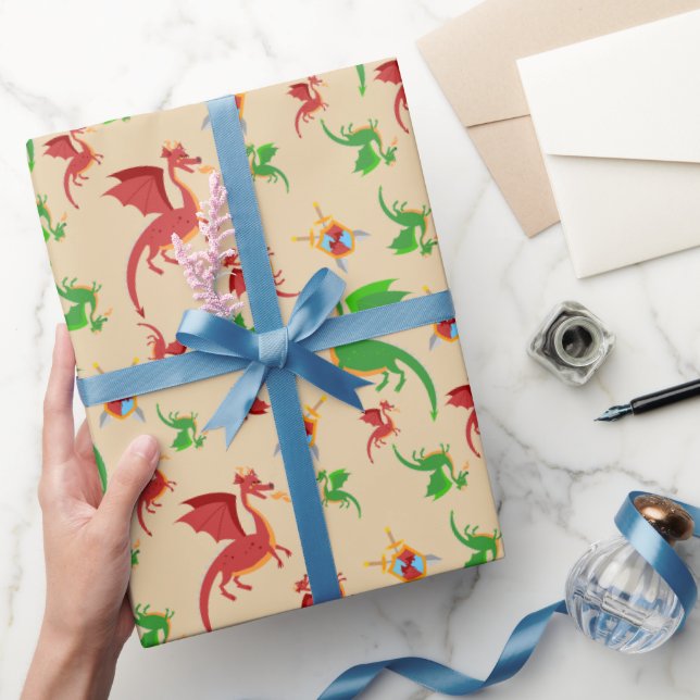 Papel De Regalo Dragon Slayer Knight Boy Birday Party (Regalar)