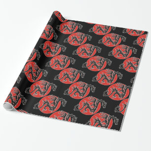 Papel De Regalo Dragon Sun - blanco rojo negro + tus ideas