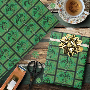 Papel De Regalo Dragón Verde Irlandés Celta